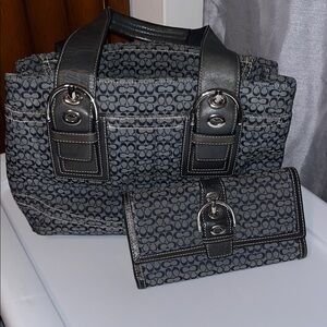 Coach Black and Gray Mini Bag Set